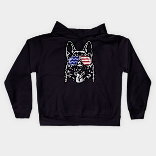 Proud Ger Shepherd America Flag Kids Hoodie